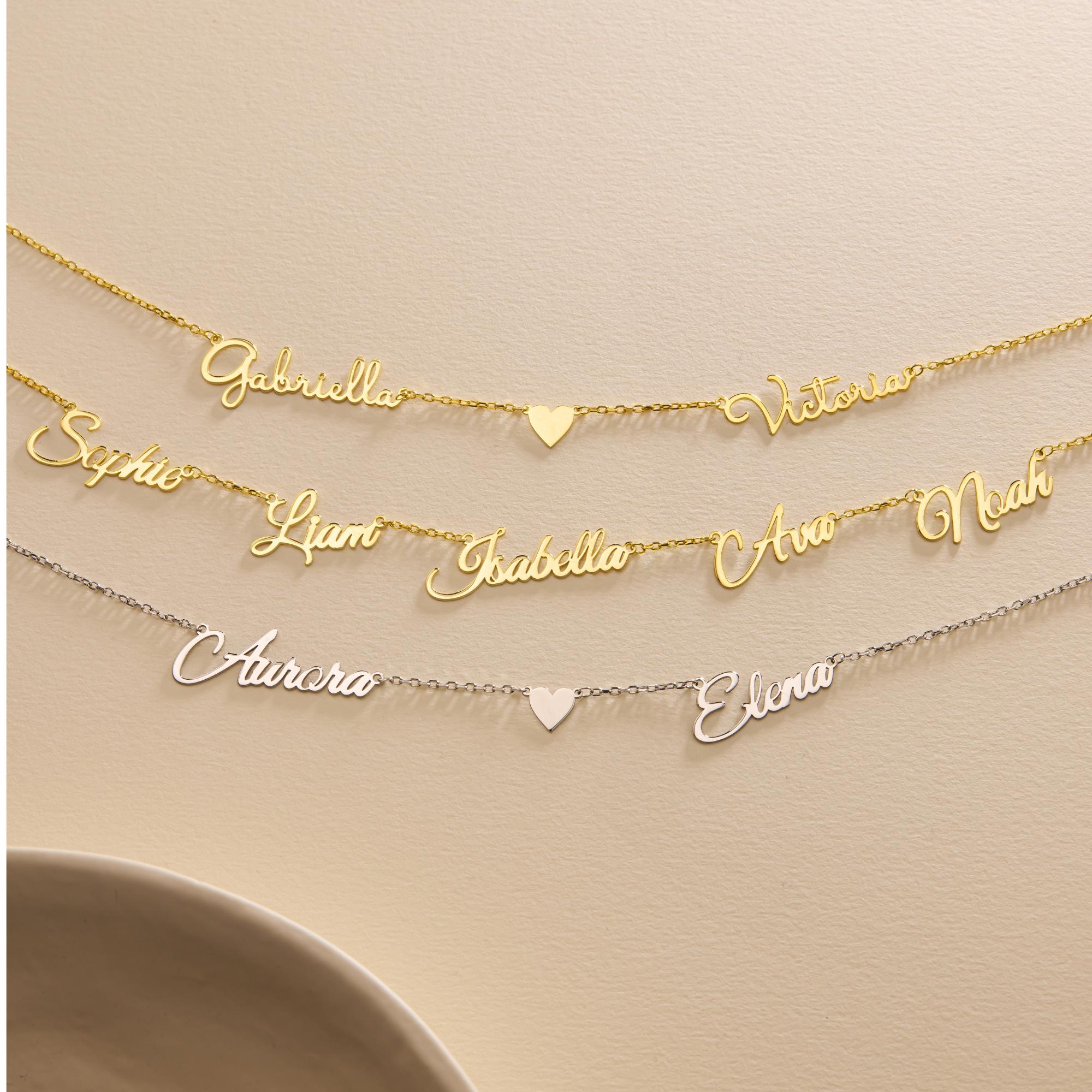 Minimal Name Necklace • Custom Multiple Name Necklace • Personalized 925