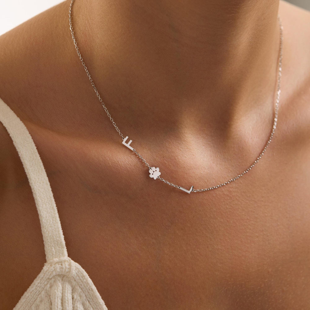 Music Note, Heart, Paw, Evil Eye Sideway Initial Necklace • Personalized