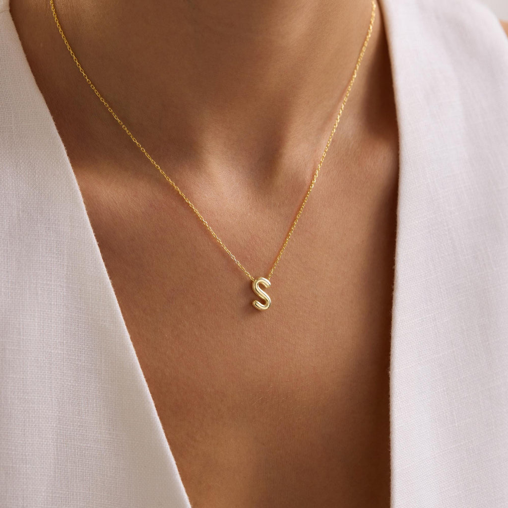 Personalized 3D Bubble Initial Necklace