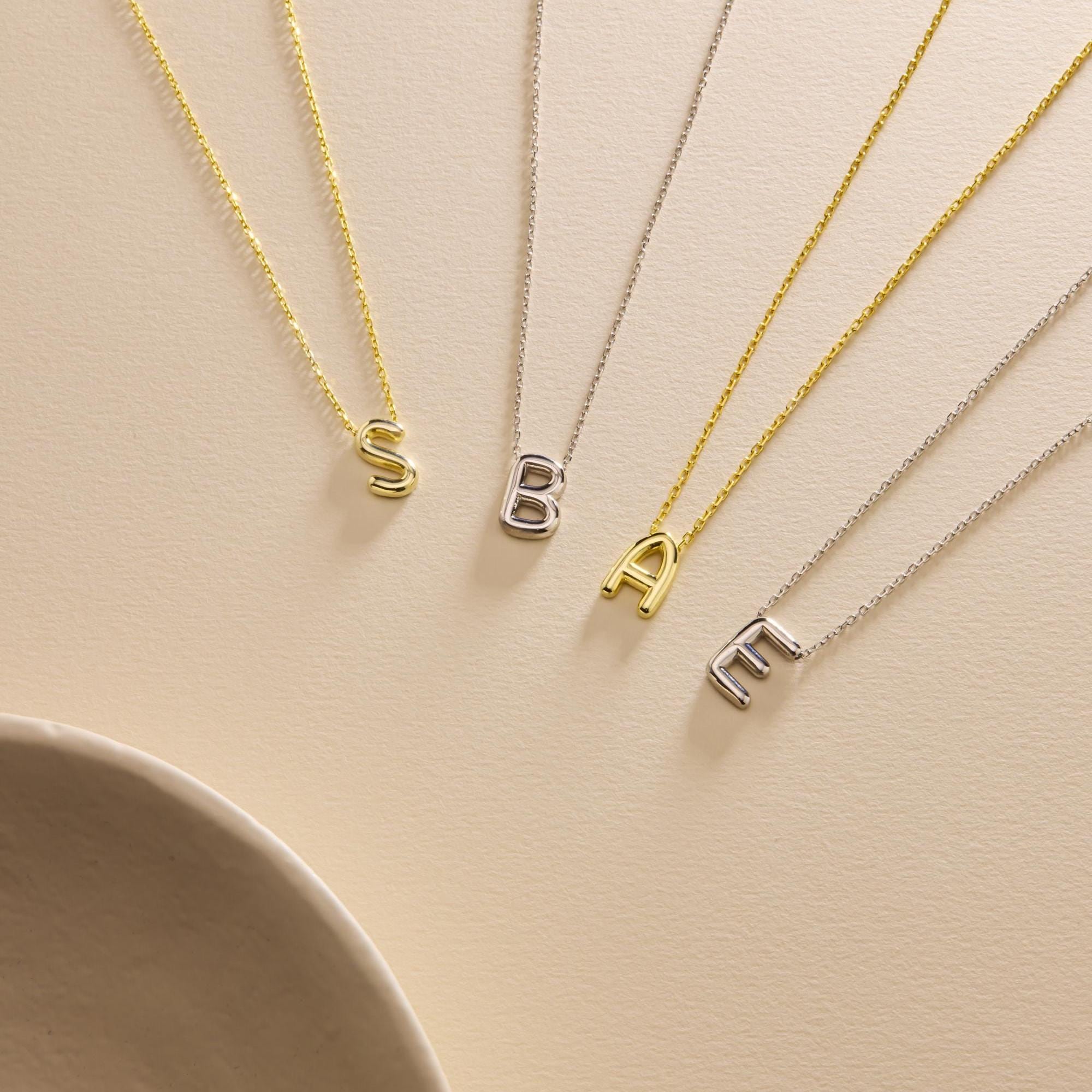 Personalized 3D Bubble Initial Necklace