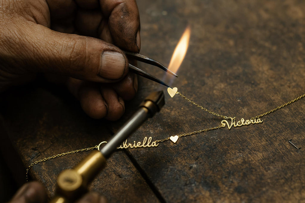 Personalized Double Name Necklace with Heart
