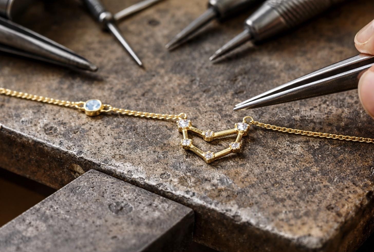 Zodiac necklace with birthstone
