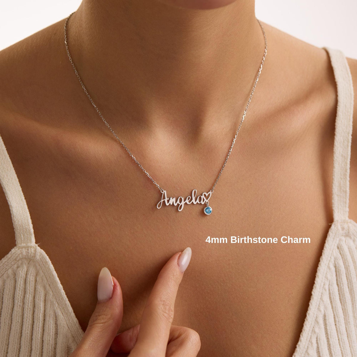 Custom Name Necklace with Birthstone