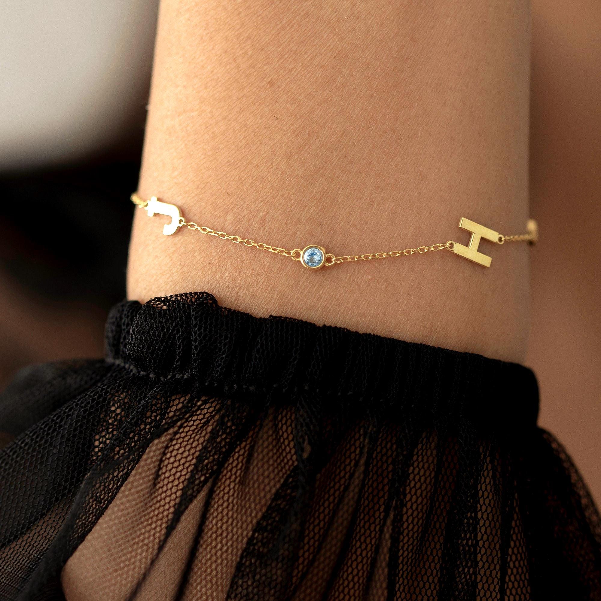 Personalized Birthstone Initial Bracelet