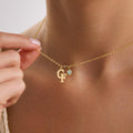 Initial Necklace with Birthstone