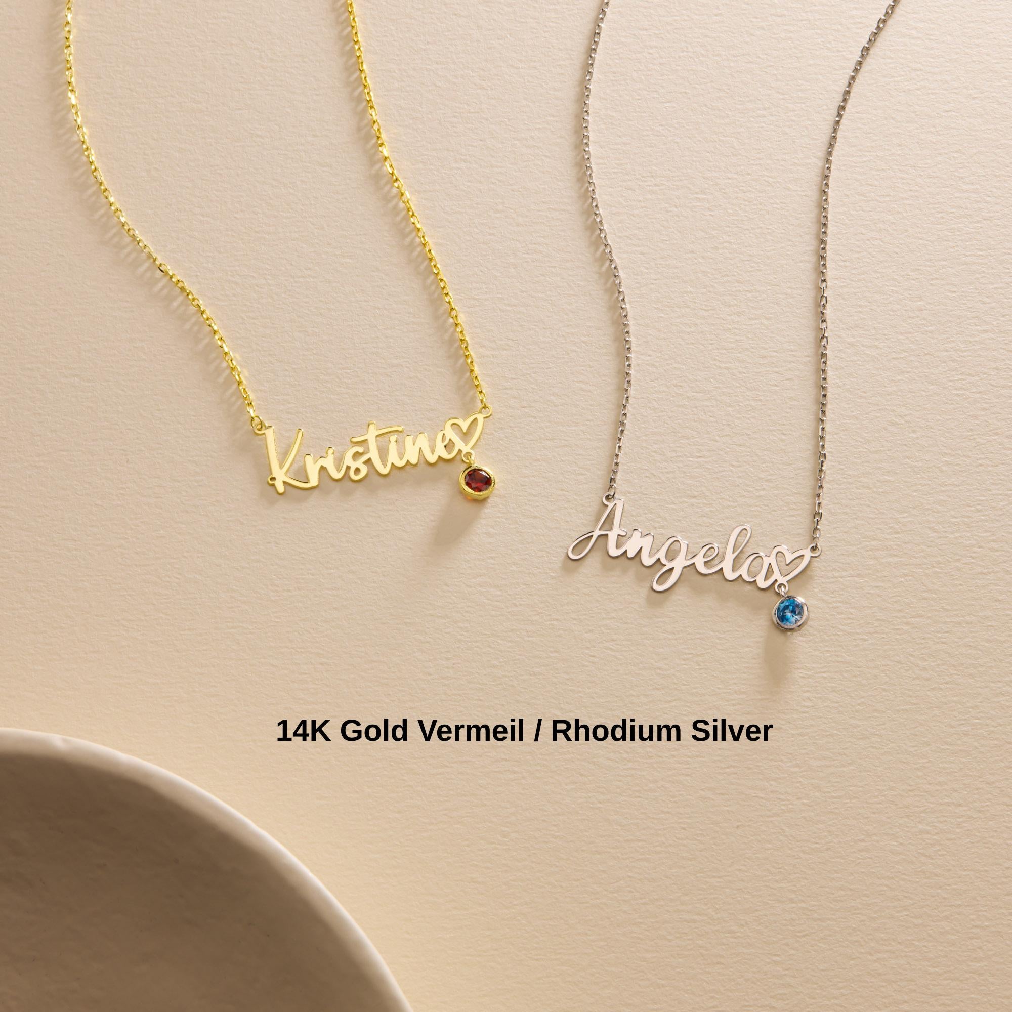 Custom Name Necklace with Birthstone