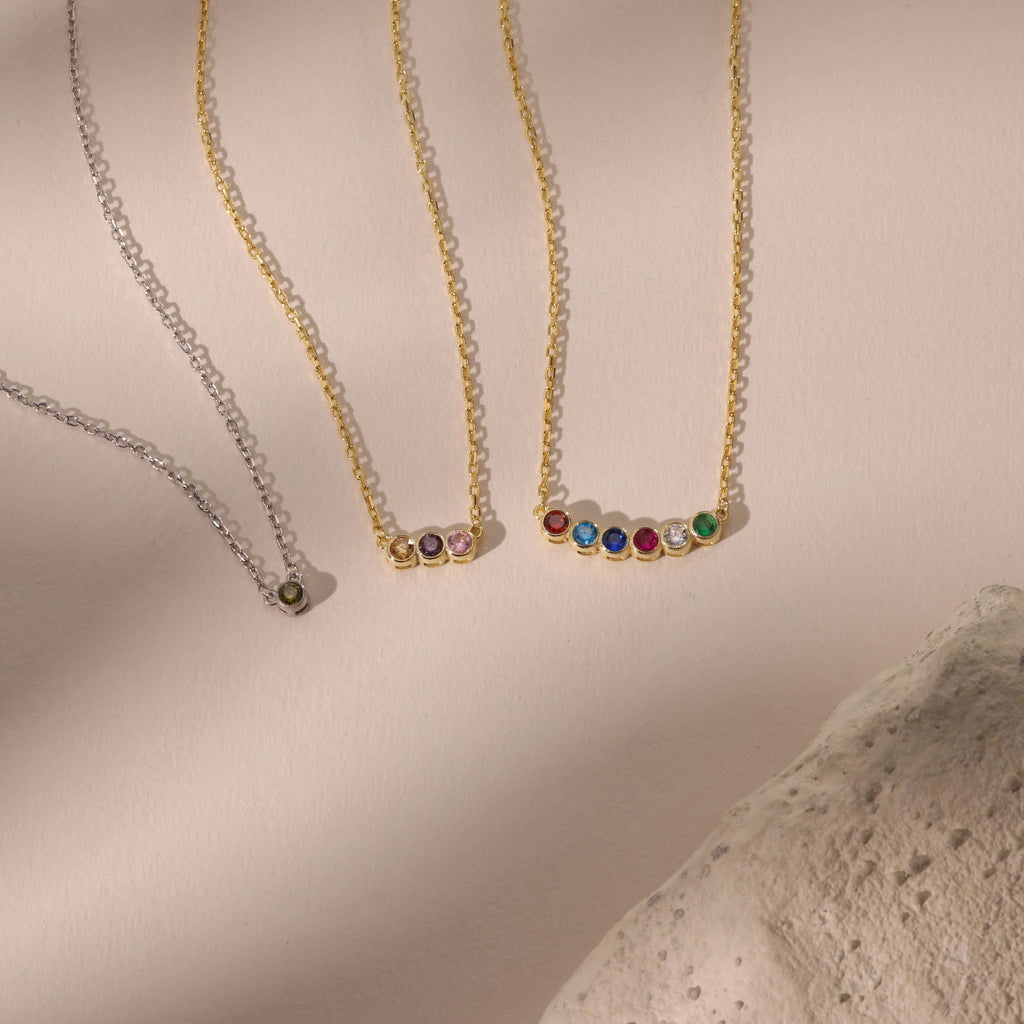Family Birthstone Necklace for Mum