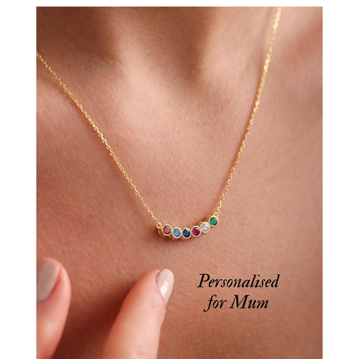 Family Birthstone Necklace for Mum