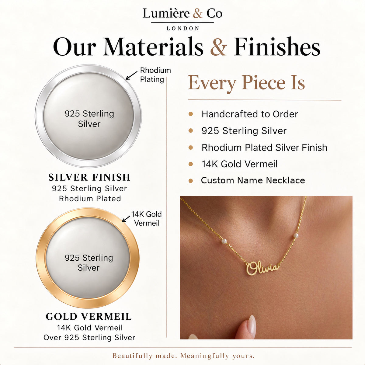 Lumière & Co materials and finishes guide