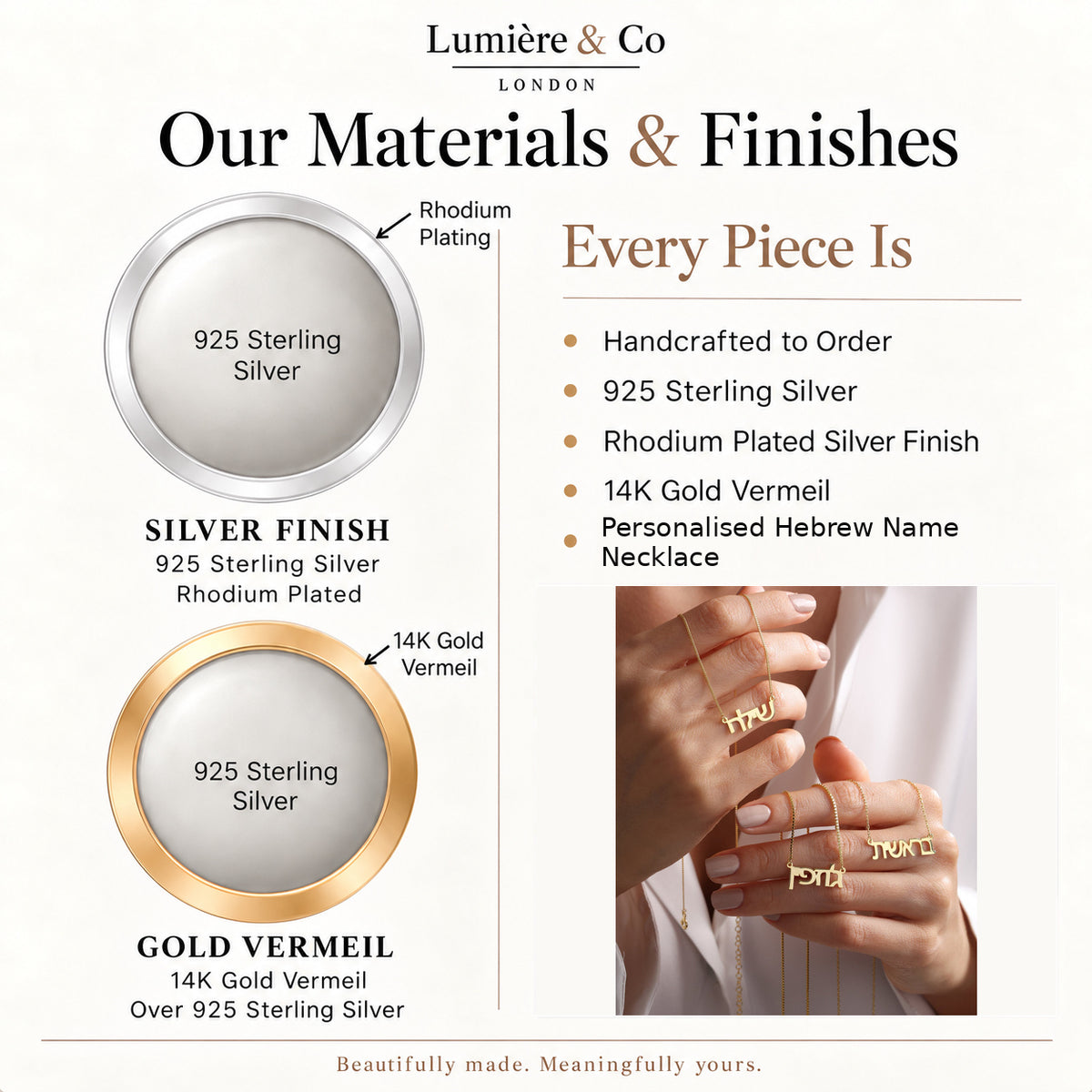 Lumière & Co materials and finishes guide